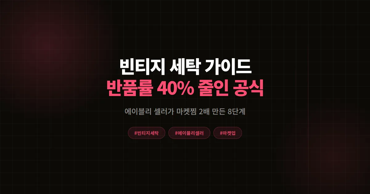 빈티지 세탁 완벽가이드, 에이블리 의류 셀러가 반품률 40% 줄이고 마켓찜 2배 만든 8단계