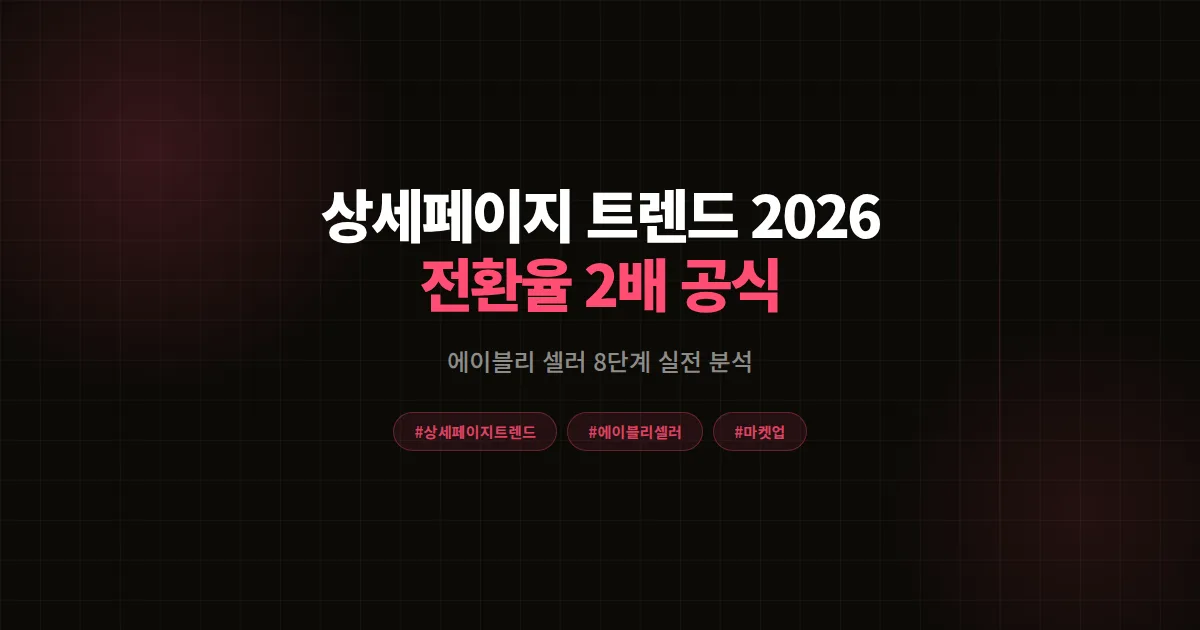 상세페이지 트렌드 2026 완벽분석, 에이블리 셀러 전환율 2배 만든 8단계 공식