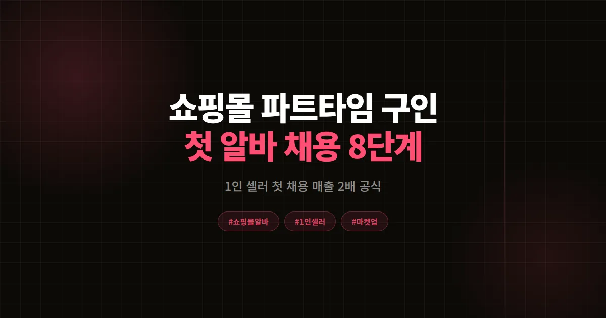 쇼핑몰 파트타임 구인 완벽가이드, 에이블리 1인 셀러가 첫 알바와 매출 2배 만든 8단계 공식