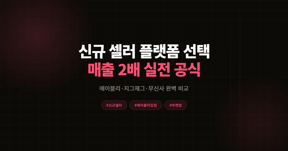 신규 셀러 플랫폼 선택 완벽가이드, 에이블리·지그재그·무신사 매출 비교와 7단계 공식