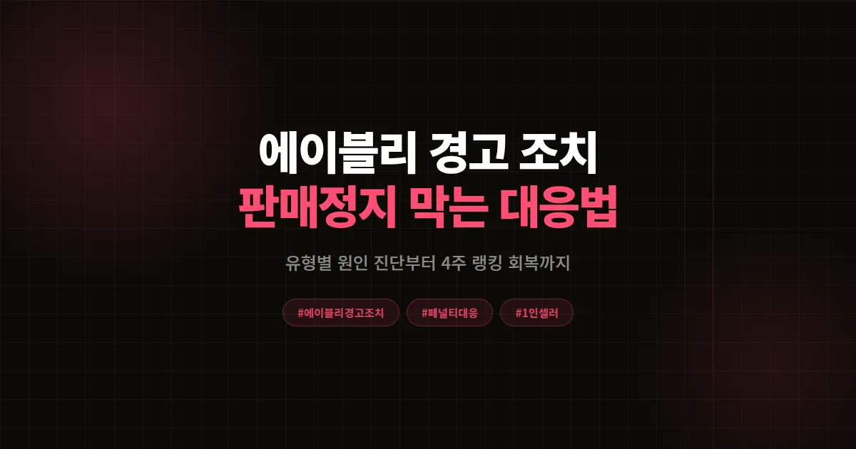 에이블리 경고 조치 유형별 대응법 총정리, 1인 셀러가 판매정지 막고 랭킹 지킨 5단계 공식