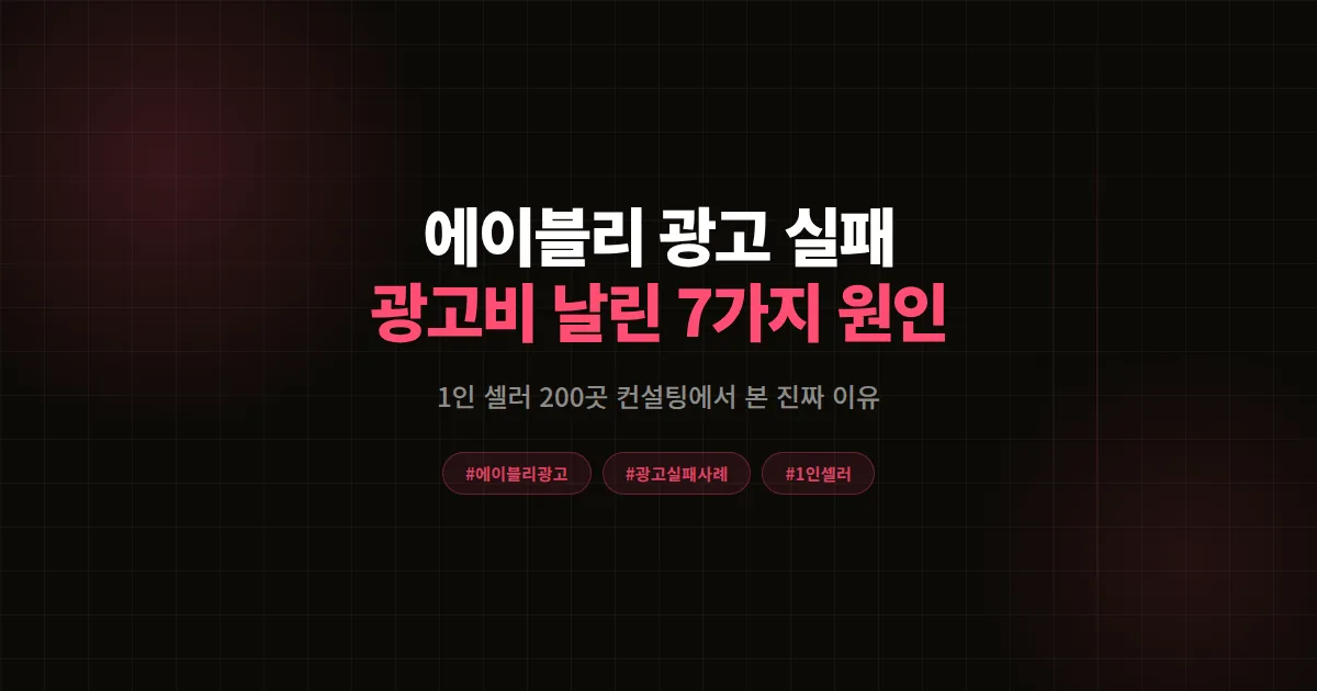 에이블리 광고 실패 사례 7가지, 1인 셀러가 광고비 날린 진짜 원인과 해결법