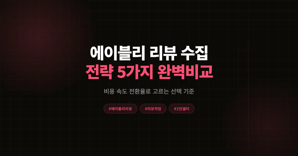 에이블리 리뷰 수집 전략 5가지 완벽비교 2026, 1인 셀러 비용 속도 전환율로 본 선택 기준