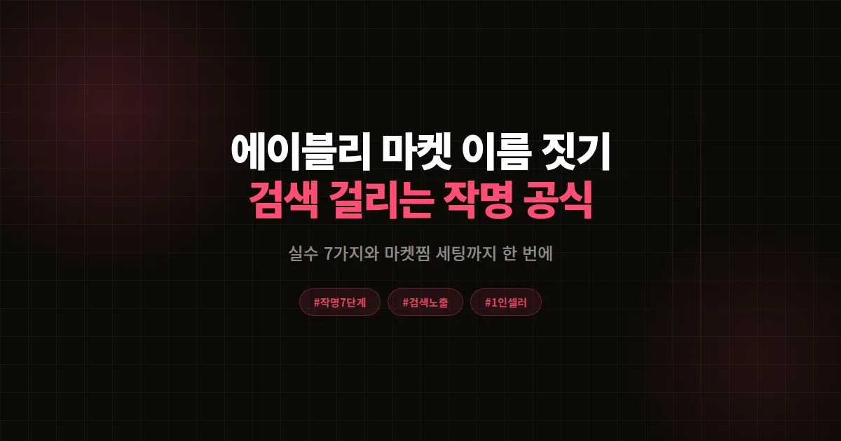 에이블리 마켓 이름 짓기 완벽가이드 2026, 검색 잘 걸리는 작명 공식과 피해야 할 실수 7가지