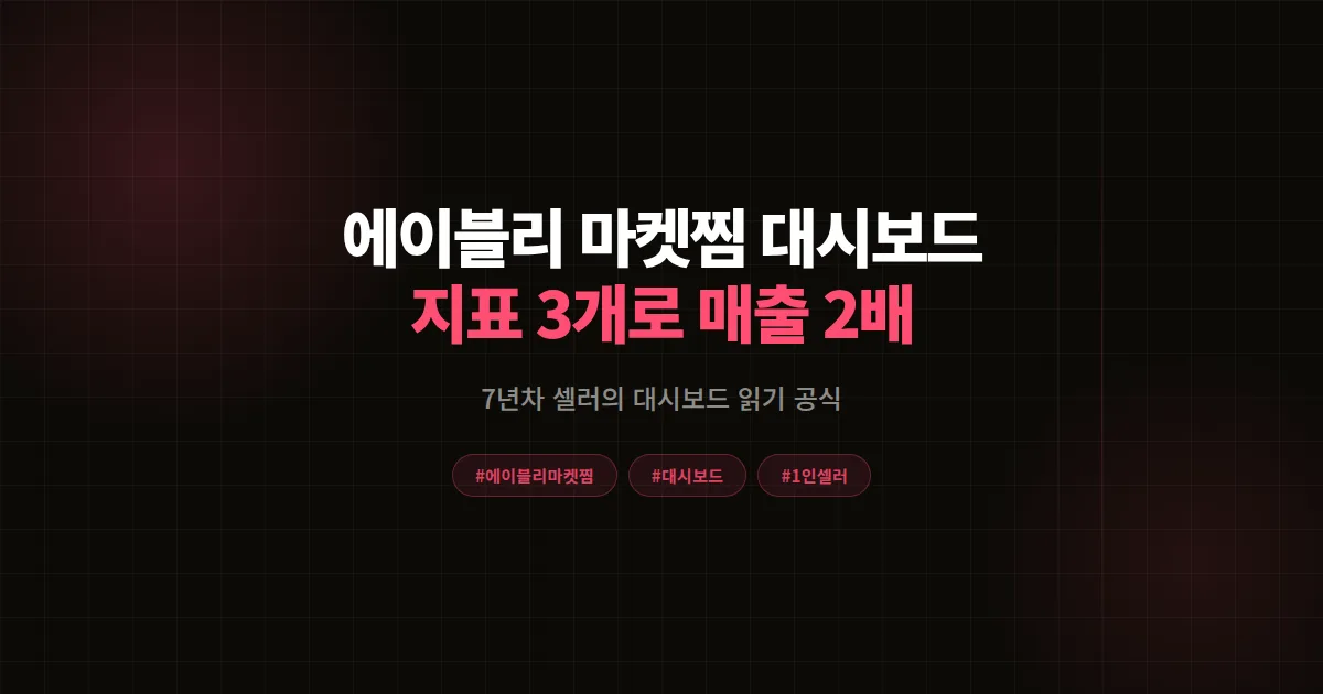 에이블리 마켓찜 대시보드 완벽 활용가이드 2026, 1인 셀러가 지표 3개로 매출 2배 만든 공식
