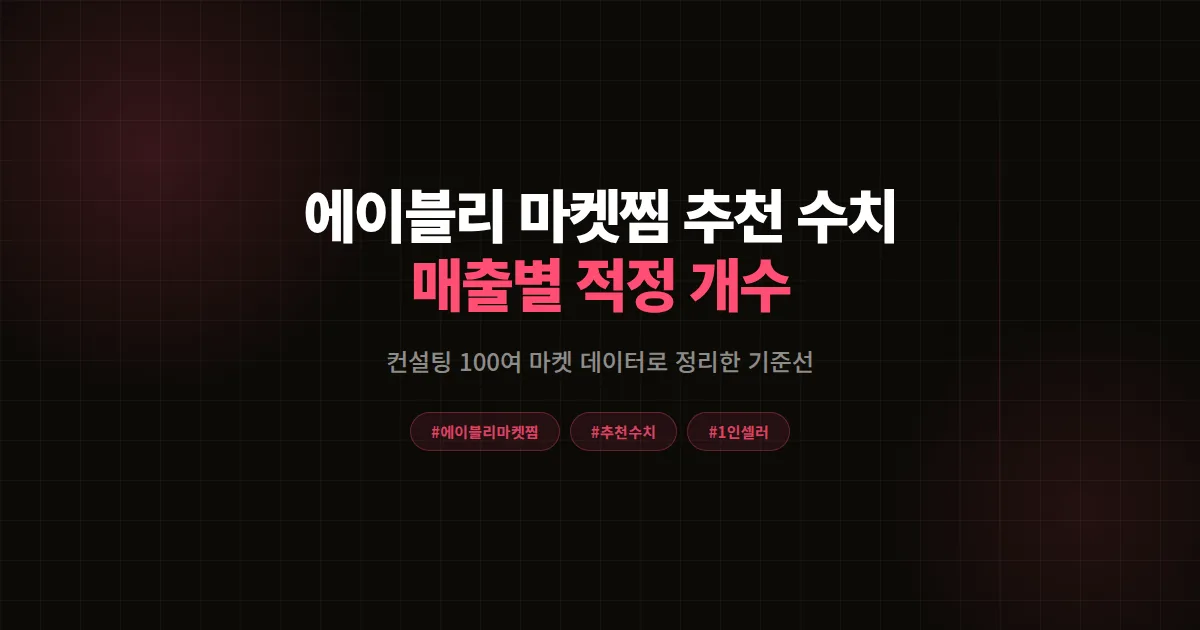 에이블리 마켓찜 추천 수치 완벽분석 2026, 매출 구간별 적정 개수와 카테고리 기준 공식