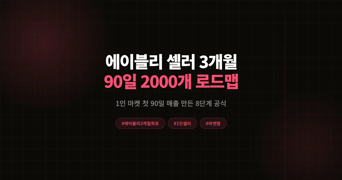 에이블리 셀러 3개월 목표 완벽 로드맵, 1인 마켓이 첫 90일 매출 만든 8단계 공식