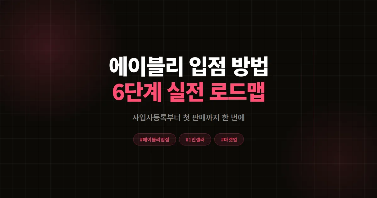 에이블리 입점 방법 완벽가이드 2026, 사업자등록부터 첫 판매까지 1인 셀러 6단계 로드맵