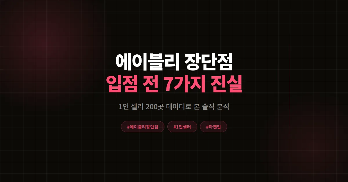 에이블리 장단점 완벽분석 2026, 1인 셀러 200곳 데이터로 본 입점 전 7가지 진실