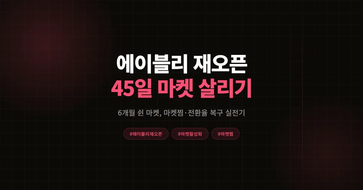 에이블리 재오픈 마켓 활성화 실전기, 6개월 쉬었다 돌아온 1인 셀러가 마켓찜 되살린 45일 기록