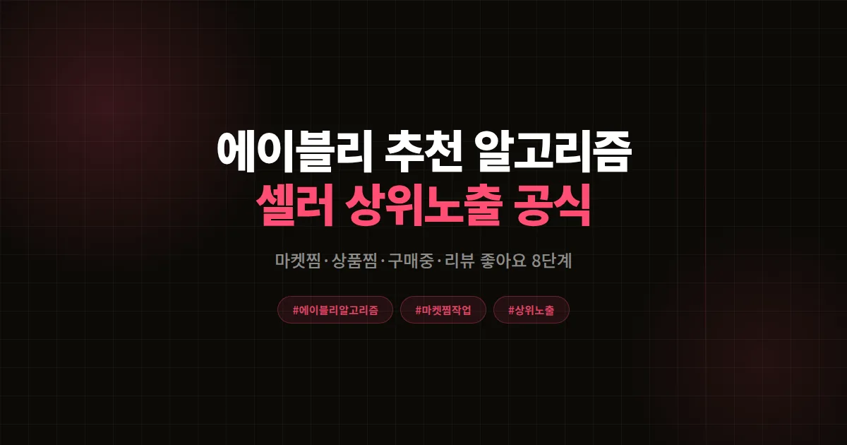 에이블리 추천 알고리즘 완벽 해부 2026, 1인 셀러 마켓찜·상품찜 상위노출 8단계 공식
