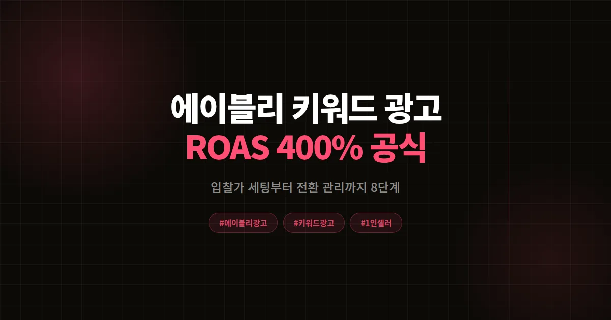 에이블리 키워드 광고 완벽가이드 2026, 1인 셀러가 ROAS 412% 만든 입찰부터 전환까지 8단계