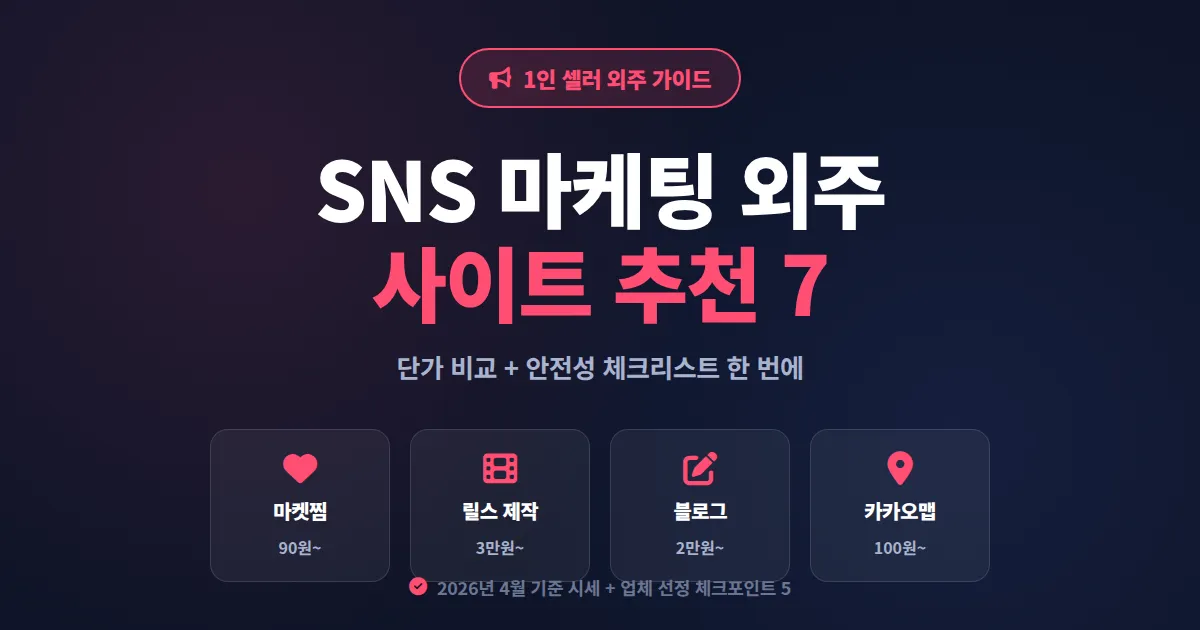 SNS 마케팅 외주 사이트 추천 7곳 비교, 1인 셀러가 실제로 써본 기준