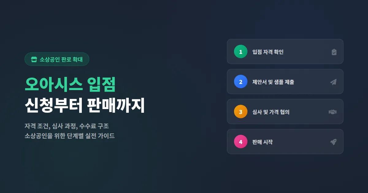 소상공인 오아시스 입점 방법, 신청 조건부터 판매 시작까지 실전 가이드