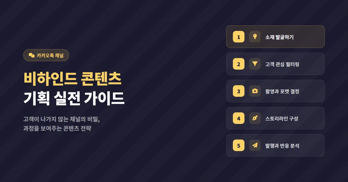 카카오톡 채널 비하인드 콘텐츠 기획, 팬심을 자극하는 실전 제작법 5단계