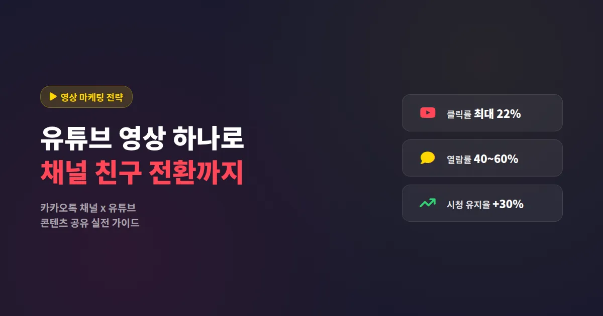 카카오톡 채널 유튜브 콘텐츠 공유, 영상 하나로 친구 유입과 전환을 동시에 잡는 법