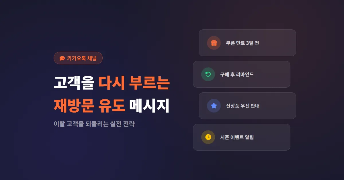 카카오톡 채널 재방문 유도 메시지 전략, 이탈 고객을 되돌리는 실전 작성법