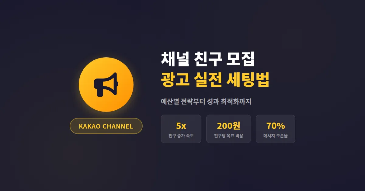 카카오톡 채널 친구 모집 광고, 예산별 실전 세팅법과 성과 높이는 핵심 전략