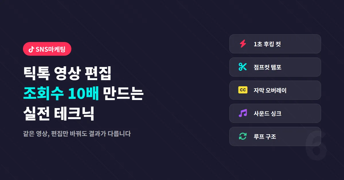 틱톡 영상 편집 팁 총정리, 조회수를 10배 끌어올리는 실전 테크닉 6가지