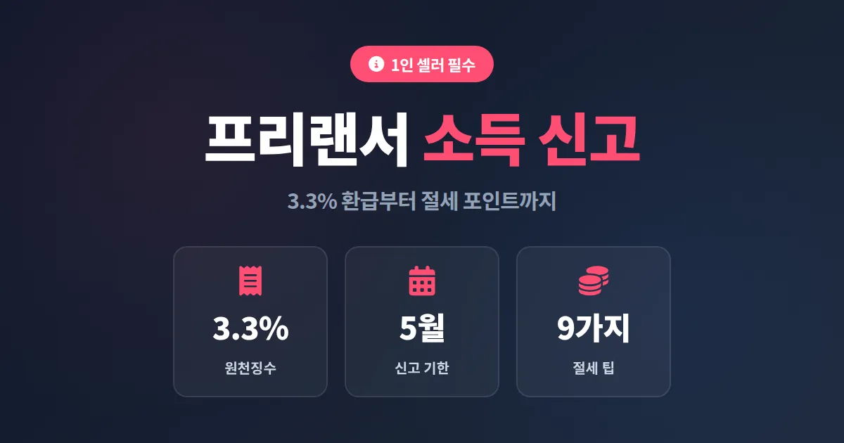 프리랜서 소득 신고 완벽 가이드, 1인 셀러가 꼭 알아야 할 절세 포인트 9가지